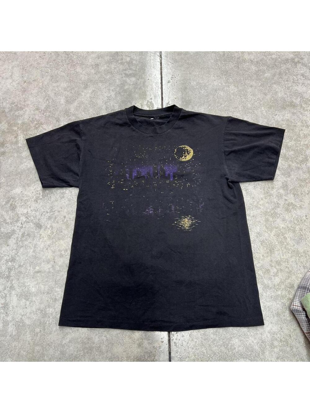 vintage night sky faded black made in usa art shirt size medium